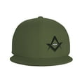 thumbnail image 3 of DouZhe Flat Brim Cap Snapback Hat, Freemason Compass Eye Prints Adjustable Green Adult Baseball Cap, 3 of 6