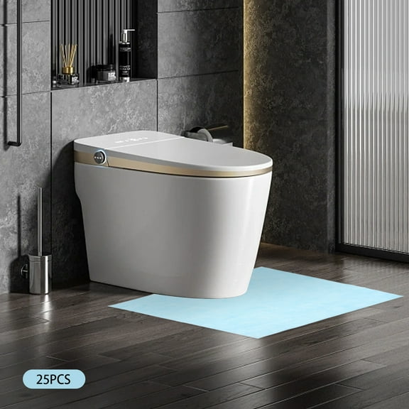 ChicHomey  25 Pcs Disposable Toilet Mat,Waterproof and Hygienic  Non-Woven Fabric,U-Shaped Groove Design to Keep Bathroom Floors Clean and Dry