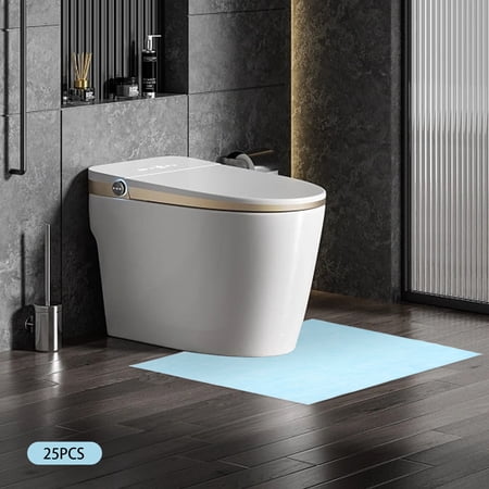 ChicHomey 25 Pcs Disposable Toilet Mat,Waterproof and Hygienic Non-Woven Fabric,U-Shaped Groove Design to Keep Bathroom Floors Clean and Dry