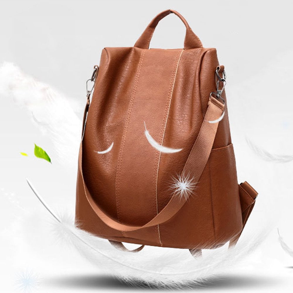 Women Solid Color Anti theft Rucksack Faux Leather Tote Shoulder Bag Backpack Walmart