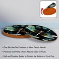 thumbnail image 4 of Dragonfly Set of 6 Round Microfiber Leather Coasters, 11x11 cm/4.3x4.3 in, Drink Coasters for Cups, Heat Absorbent Coasters for Drinks, Coaster Set for Home and Kitchen - Black, 4 of 6