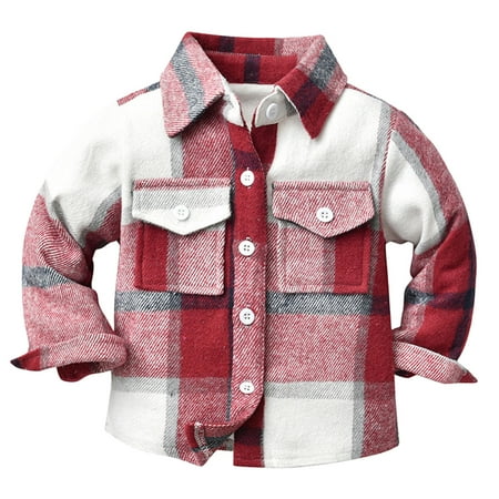 

TOWED22 Boy Button up Shirt Kid Flannel Shirt Toddler Buffalo Plaid Shirt Boys Western Shirts Long Sleeve Shirt(Hot Pink 3-4 Y)