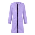 thumbnail image 5 of Zip Up Hoodies Womens Long Sleeve Long Tunic Sweatshirts Oversized Fleece Casual 2026 Fall Jacket Coat with Pocket Light Purple 2XL, 5 of 8