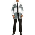 thumbnail image 2 of INSPIRE CHIC Houndstooth Overcoat for Men's Single Breasted Color Block Patchwork Long Coat White 2XL, 2 of 5
