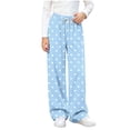 thumbnail image 3 of LangJing Girls Polka Dot Printed Fleece Sweatpants Youth Kids Elastic Waist Casual Drawstring Wide Leg Pants, 5-15Years, 3 of 7
