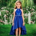 thumbnail image 2 of FYDUU Girls Kids Party Dress Sleeveless Sequined Dress Halter Neck Waistband A-Line Formal Dresses for Performance Party Clothes 3-4 Years, 2 of 4