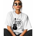 thumbnail image 2 of Women's Graphic T-Shirt White L Women's Tops Song Lyrics and Guitar Crew Neck Short Sleeve Shirts for Women, 2 of 3