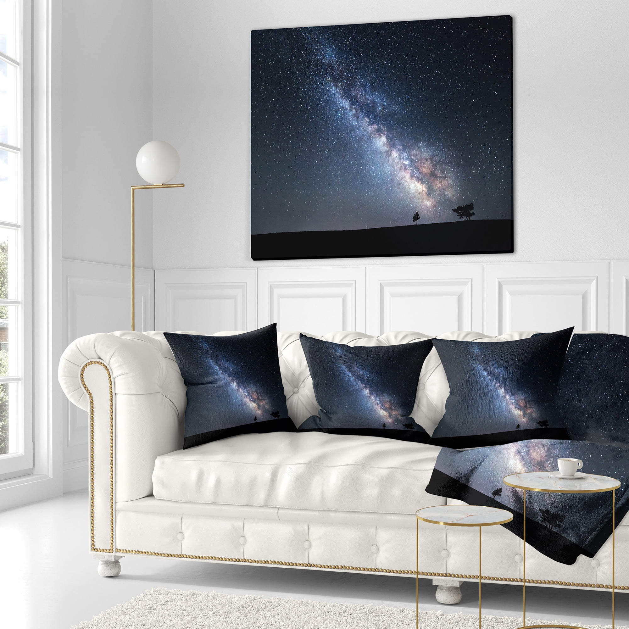 Designart Summer Night with Stars in Crimea - Landscape Photography Throw Pillow - 16x16