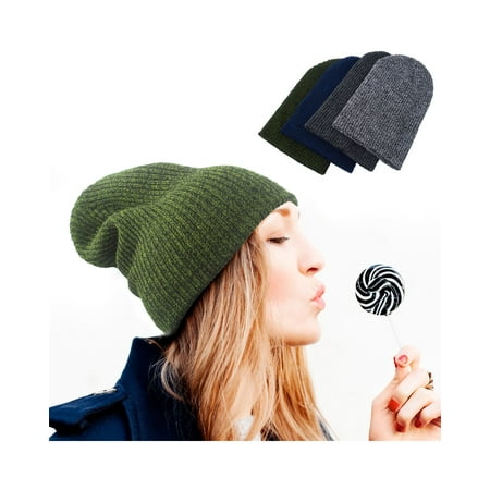 Green Low Profile Cap - Beanie Hat for Women by Zodaca Chunky Soft Knit Unisex Hat Cap Slouchy Skully - Green