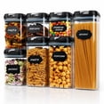 thumbnail image 4 of YEERSWAG® 7pcs Airtight Food Storage Containers,4 Assorted Sizes Stackable Pantry Canisters with Black Lids,BPA-Free Clear Dry Food Jars for Pasta Cereal Flour,Interchangeable Lids with Labels,Marker, 4 of 11
