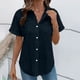 thumbnail image 1 of TaTaai Women's Casual V-Neck Top Short Sleeve Button Front Solid Color Blouse Soft Lightweight Comfy Spring Summer Daily Beach Wear Gift, 1 of 7