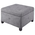thumbnail image 1 of Madison Park Ottoman de Rangement en Tissu et Bois Massif avec Boutons Capitonnés en Charbon, 1 of 6