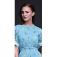 thumbnail image 3 of Bimba Robe d'Été Longue Maxi en Rayonne à Feuilles de Pacanier pour Femmes Imprimée avec Fente Latérale - Petit, 3 of 6