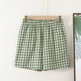 thumbnail image 4 of LOVZFMLL Womens Shorts Cotton Lounge Sleep Shorts Elastic Waist Solid Color Gingham Plaid Shorts Bottoms Summer Casual Army Green M, 4 of 5