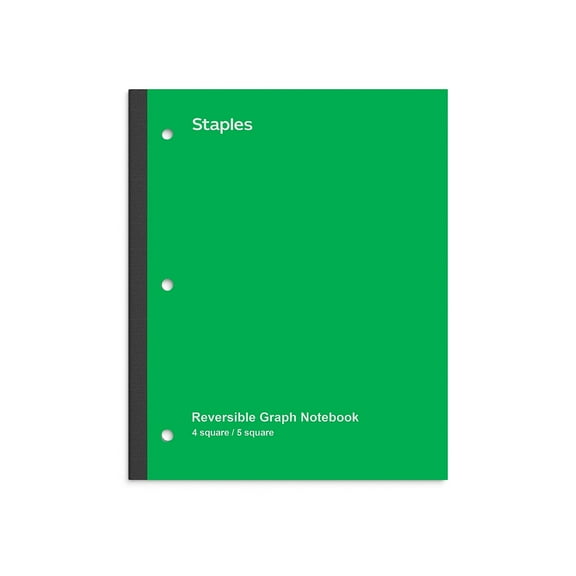 Staples Wireless 1-Subject Notebook 8.5" x 11" Graph Ruled 80 Sheets Green 3/Pack ST58384CVS