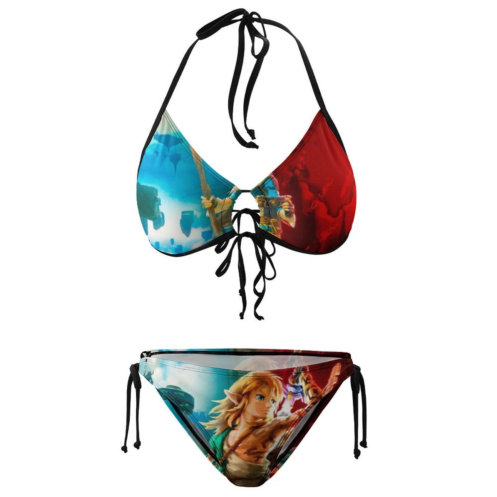 The Legend of Zelda Tears of The Kingdom Game Women Bikini Set Sexy Two  Pieces Halter String Swimsuit Triangle Briefs Tie Side Bottom - Walmart.com