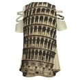 thumbnail image 5 of Vintage Leaning Tower of Pisa Photograph (1900) Womens Summer V Neck Zipper Top Short Sleeve T Shirt Off Shoulder Top Casual Classy Loose Shirts, 5 of 7