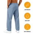 thumbnail image 4 of Men Baggy Sweatpants Quick-Dry Wide Leg Chino Pants Loose Fit Fashion Casual Drawstring Elastic Waist Pant with Pockets L, 4 of 8
