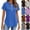 01# Blue, variant on Womens Tops Dressy Casual Short Sleeve V Neck Zipper Flowy Work Blouses Summer Vacation Shirts 2026 Camel XXL