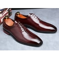 thumbnail image 6 of Santimon Mens Dress Shoes Leather Lace Up Oxford Shoes Casual Formal Business Shoes Wine Red 10 US, 6 of 8
