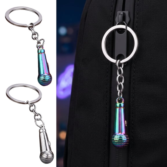 SmartBy Mini Microphone Music Keychain, Microphone Pendant Keychain, Retro Sound Pendant Keyring Charm, Microphone Music Key Chain for Singer Gift