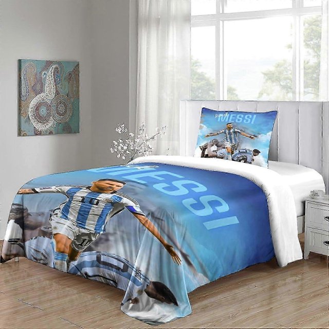 Messi Messi 3D Print Football Duvet Cover Comforter Covers for Boys Girls Quilt Cover Bedding Set with Zipper Closure with Pillow Cases Soft