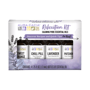 Aura Cacia Discover Relaxation Pure Essential Oils Kit, 0.25 fl oz Bottles (4 Pack)