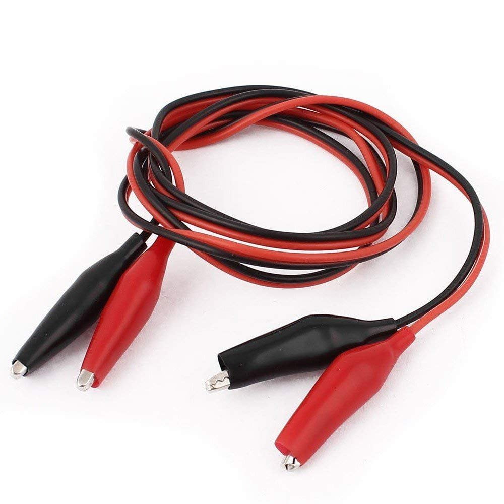 2 PC 20" Inch Dual Red Black Test Leads Alligator Clips Jumper Wires Cables