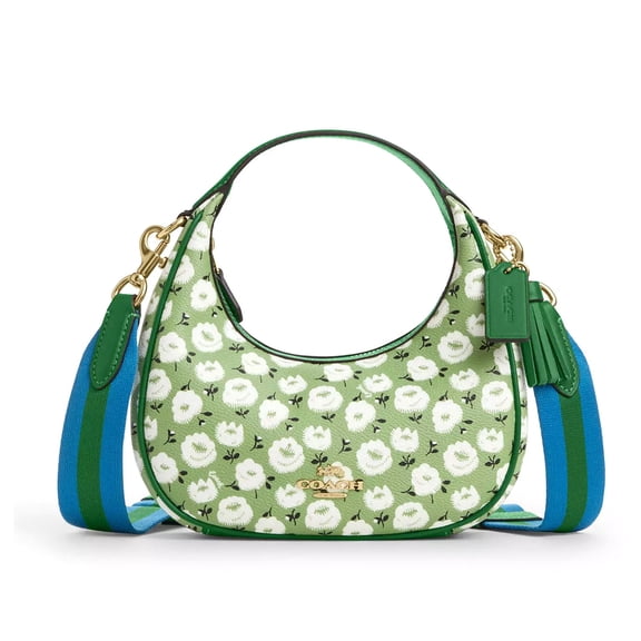 Coach Women's Carmen Mini Crossbody Bag with Floral Print (Green Multi)