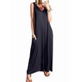 thumbnail image 2 of Women'S Casual Summer Loose Jumpsuits Sleeveless Tank V Neck Wide Leg Long Rompers Baggy Jumper with Pockets Black XL, 2 of 6