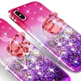 thumbnail image 4 of SOGA Rhinestone Liquid Float Quicksand Cover Cute Phone Case Compatible for Apple iPhone XR 6.1 inch Case with Embedded Metal Diamond Ring for Magnetic Car Mounts and Lanyard - Purple on Pink, 4 of 5