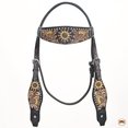 thumbnail image 2 of HILASON Western Horse Headstall American Leather Brown, 2 of 4