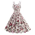 thumbnail image 3 of Vestido de Verano para las Mujeres, Botón Impreso Bolsillo sin Mangas Cuello en V Vestido de Ajuste Delgado Hecho de Poliéster Ligero para la Primavera, Vestido Sexy para las Mujeres, 3 of 7