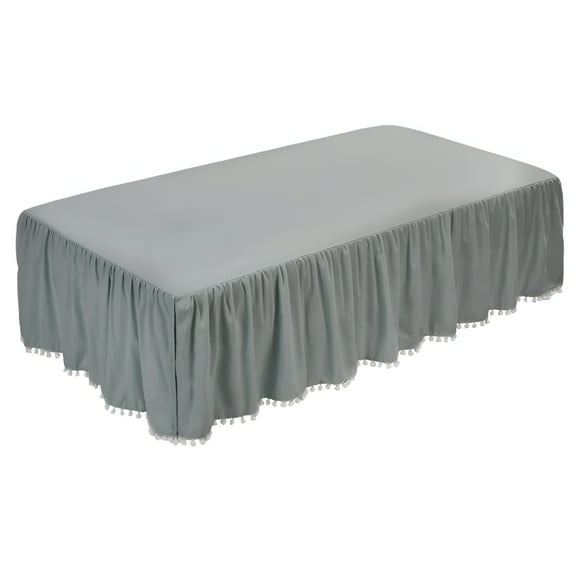 AUQ Plush Ball Ruffled Crib Skirt Toddler Adjustable Elastic Bedding Crib Ruffle Bed Skirt Baby Boys Girls Bed Cover
