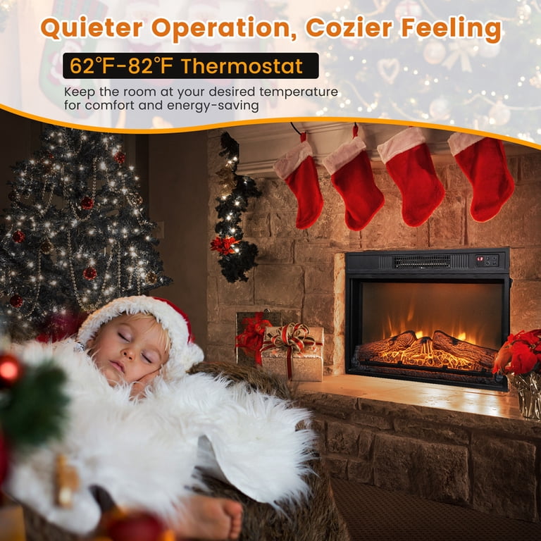 Costway 23 Electric Fireplace Insert Heater w/ Log Flame Effects Remote  Control 1400W - Walmart.com