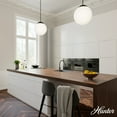 thumbnail image 3 of Hunter - Hepburn 3-light Matte Black, Medium Size Pendant Light, Dimmable, Mid Century Modern Style, Globe Shaped, for Bedrooms, Dining, Living Rooms - 19852, 3 of 7