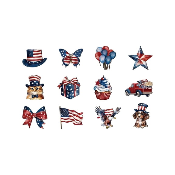 DefiDgd 12pcs 4th of July Wooden Hanging Ornaments,Patriotic USA Flag Style Hanging Decor for Memorial Day Anniversary Party Home Tree Window Wall Decoration(H)