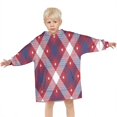 thumbnail image 3 of Red and Blue Star Argyle Pattern Blanket Hoodies for Kids 6-13YR Oversize Wearable Blanket Hoodies for Boys Girls Teens, 3 of 7