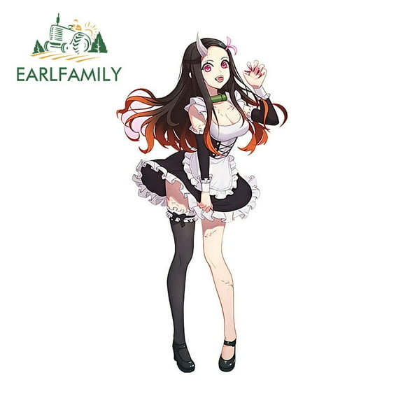 EARLFAMILY 5.1 Inch Anime Car Sticker Cute Nezuko Decal Caravan Racing Bumper Vinyl Waterproof JDM Graffiti Fashionable Decoration
