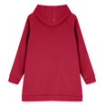 thumbnail image 7 of Women's Longline Hooded Sweatshirt, Side Slit Detail with Pockets, Oversized Casual Pullover for Layered Looks and Comfortable Daily Wear-Red, 7 of 7