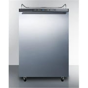 Freestanding residential beer dispenser, auto defrost w/digital thermostat, SS door, horizontal handle, and black cabinet; no tapping equipment included