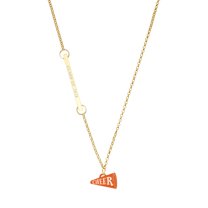 Delight Jewelry Acrylic Orange Cheer Megaphone - Gold-tone Class of 2026 Delicate Bar Necklace, 18.75"