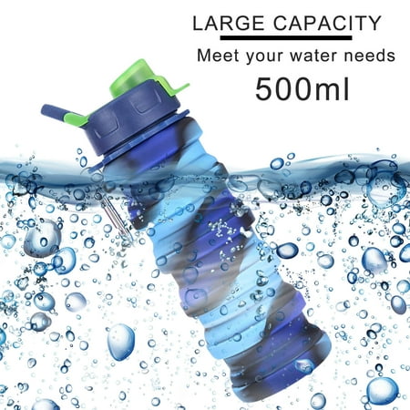 

2023 Summer Savings Clearance! WJSXC Silicone Collapsible Water Bottles 500ml Portable Foldable Expandable Water Bottle Sports Cups Leak Proof And Reusable for Outdoor Activities Travel Blue