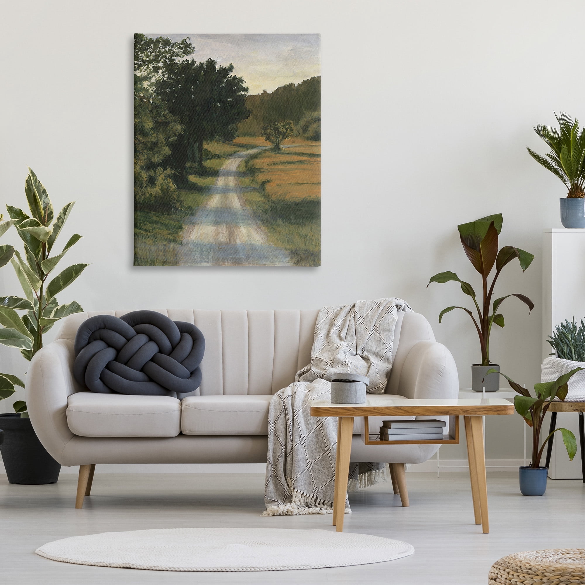 Stupell Industries Shadowed Rural Path Landscape Painting Gallery Wrapped Canvas Art Print Wall Art, 36 x 48
