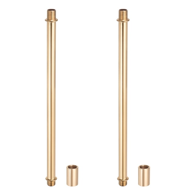 Uxcell Straight Pipe Lamp Stems Rod Kit, M10 200mm Rod with Nut, Gold 2 Set