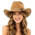thumbnail image 3 of Unisex Western Cowboy Hat with Buckle Belt, Felt Cowboy Hat with Windproof Cord, for Rodeo, Party, Outdoor, 3 of 6