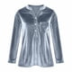 thumbnail image 5 of Blusas para mujer,Blusa tipo túnica de terciopelo con cuello en V para mujer, manga larga, corte holgado, abertura frontal con hebilla y bolsillo, tela de poliéster, sopatenor, 5 of 9