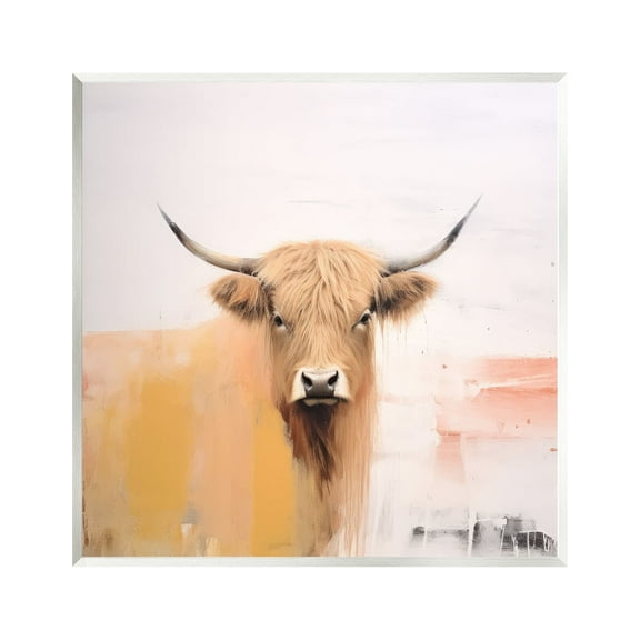 Stupell Industries Modern Highland Cow Animals & Insects Painting Unframed Art Print Wall Art, 12 x 12