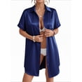 thumbnail image 2 of MOYIKO Swimsuit Coverup for Women Silk Stain Summer Tops Bathing Suit Cover Up Button Down Shirts Beach Outfits Dress, 2 of 7
