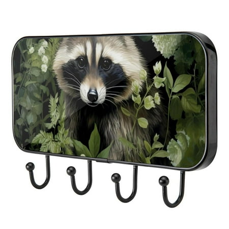 

Raccoon Animals Self Adhesive Towel Coat Wood Iron Hooks for Home Keys Door Outdoor Home Improvement Utility Hook